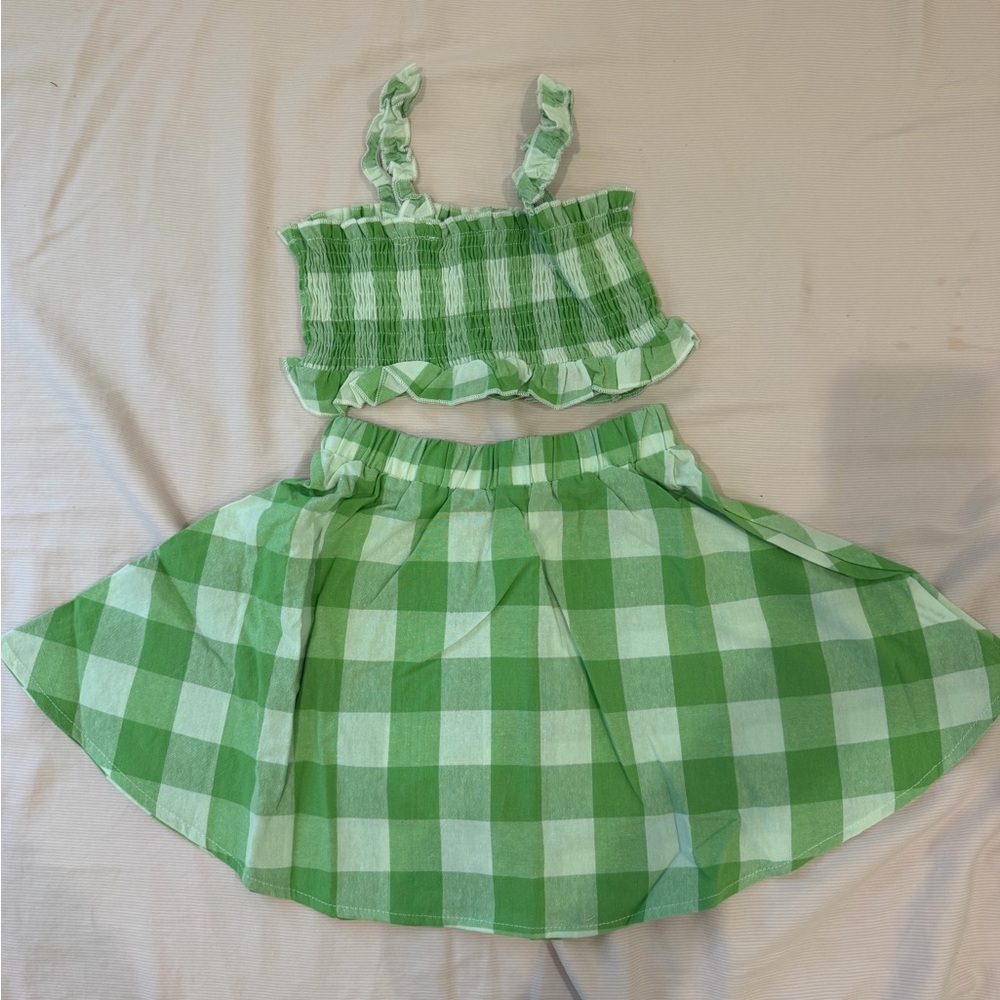 PatPat Green and White Kids Matching Set
